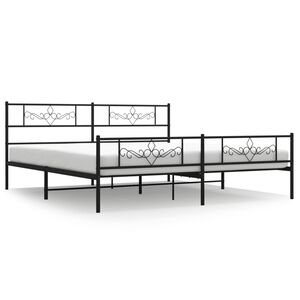 vidaXL Estrutura de cama com cabeceira e p&eacute;s 200x200 cm metal preto
