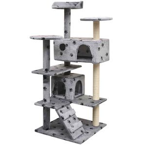 vidaXL &Aacute;rvore para gatos c/ postes arranhadores sisal 125 cm cinzento