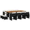 vidaXL 13 pcs conjunto de jantar p/jardim com almofad&otilde;es vime PE preto