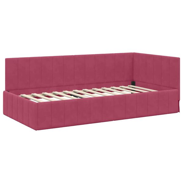 vidaXL Estrutura de Cama de Canto Vinho Vermelho 100 cm x 200 cm