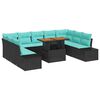 vidaXL Conjunto de Sof&aacute; de Jardim 10 unid. Preto Rattan Sint&eacute;tico