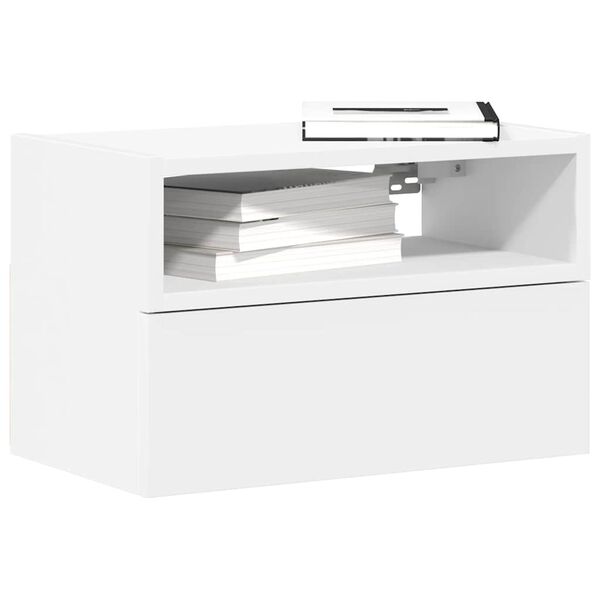 vidaXL Mesa de cabeceira de parede 45x26x28,5 cm branco