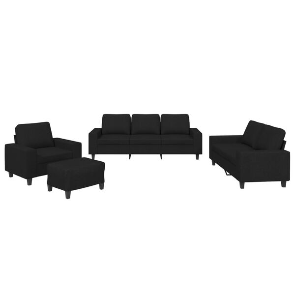 vidaXL 4 pcs conjunto de sofás tecido preto