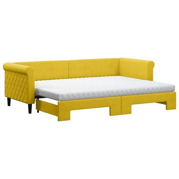 vidaXL Sof&aacute;-cama com gavet&atilde;o e colch&otilde;es 80x200 cm veludo amarelo