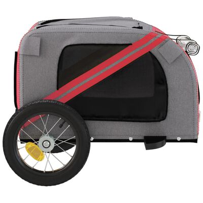vidaXL Reboque bicicleta animais tecido oxford/ferro vermelho/cinzento