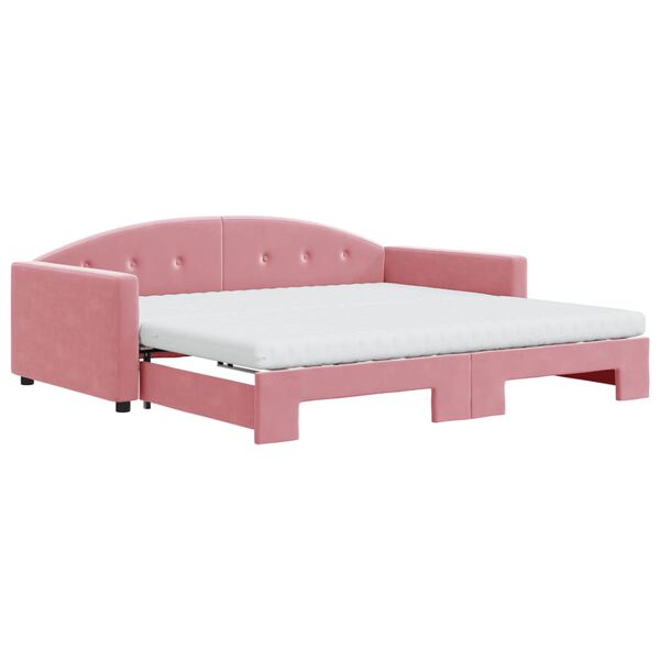 vidaXL Sof&aacute;-cama com gavet&atilde;o e colch&otilde;es 100x200 cm veludo rosa