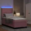 vidaXL Cama Box com colch&atilde;o com led Rosa 90 x 190 cm Veludo