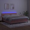vidaXL Cama box spring c/ colch&atilde;o/LED 160x200 cm veludo rosa