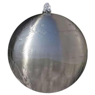 vidaXL Fonte esfera com LEDs para jardim 40 cm aço inoxidável