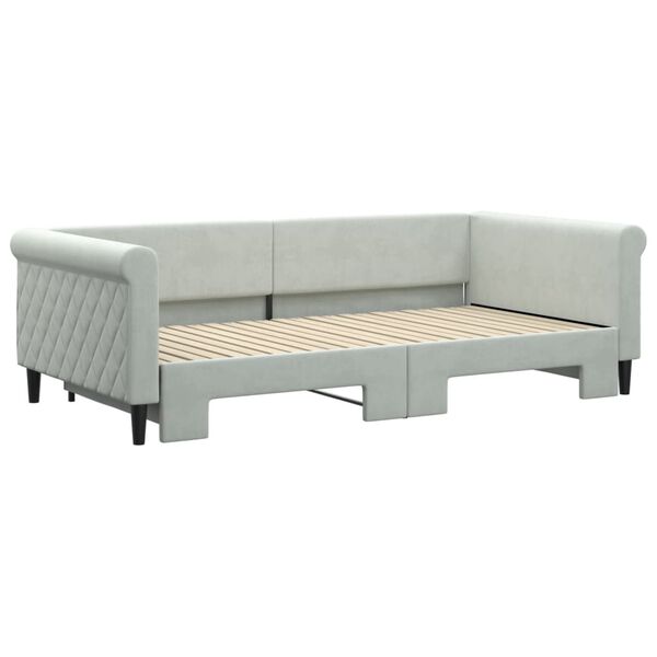 vidaXL Sof&aacute;-cama com gavet&atilde;o 100x200 cm veludo cinzento-claro