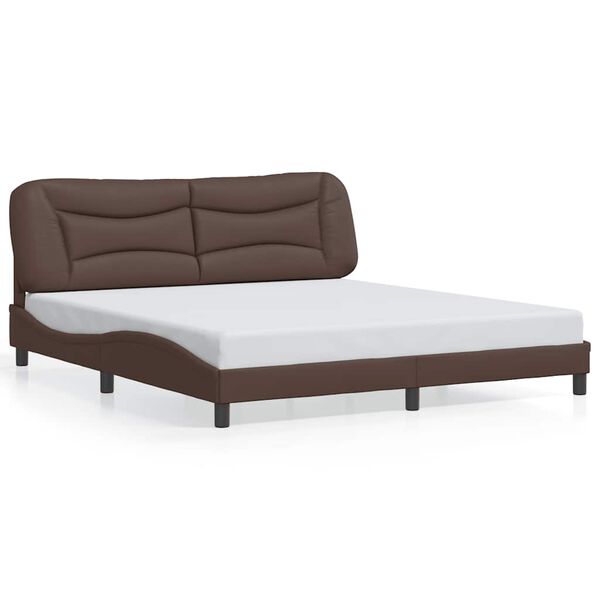 vidaXL Estrutura de cama sem colch&atilde;o Hvar 180x200cm couro artificial castanho
