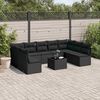 vidaXL 10 pcs conjunto sof&aacute;s de jardim c/ almofad&otilde;es vime PE preto