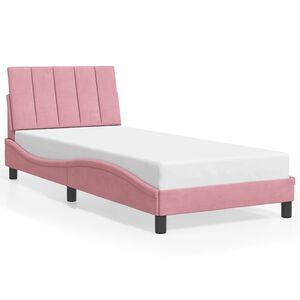 vidaXL Estrutura de cama sem colch&atilde;o Hanko 80x200 cm veludo rosa