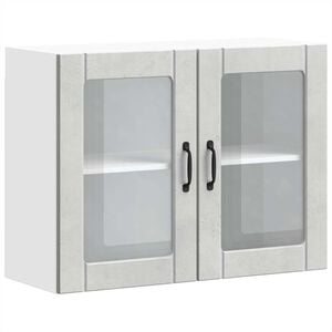 vidaXL Arm&aacute;rio de parede de cozinha porta vidro Lucca cinza cimento