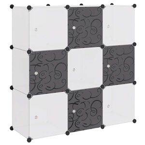 vidaXL Cubos de arruma&ccedil;&atilde;o com 9 compartimentos preto e branco