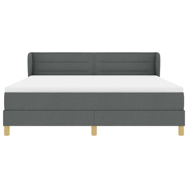 vidaXL Cama Box com colch&atilde;o Cinzento escuro 180 x 200 cm tecido