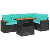 vidaXL 6 pcs conjunto sof&aacute;s de jardim c/ almofad&otilde;es vime PE preto