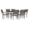 vidaXL 7 pcs conjunto de jantar para jardim a&ccedil;o e textilene preto