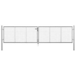 vidaXL Port&atilde;o de jardim em a&ccedil;o galvanizado 400 x 75 cm cor prata