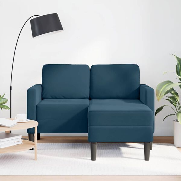 vidaXL Sof&aacute; 2 lugares com Chaise em L 125 cm veludo azul