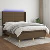 vidaXL Cama box spring c/ colch&atilde;o/LED 140x200cm tecido castanho-escuro