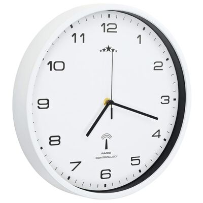 vidaXL Relógio parede controlo p/ rádio mecanismo quartzo 31cm branco