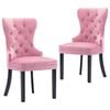 vidaXL Cadeiras de jantar 2 pcs veludo rosa