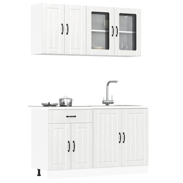 vidaXL 4 pe&ccedil;as arm&aacute;rio de cozinha conjunto Lucca branco brilhante