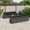 vidaXL 9 pcs conjunto de sofás p/ jardim c/ almofadões vime PE preto