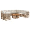 vidaXL Conjunto de Sof&aacute; de Jardim 12 unid. Natural e Branco Creme