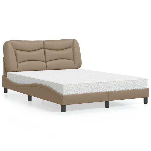 vidaXL Cama com colch&atilde;o Hvar 120x200 cm couro artificial cappuccino
