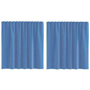 vidaXL Cortinas de voile com bolsos para var&atilde;o 2 pcs azul real