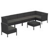vidaXL 8 pcs conjunto lounge de jardim c/ almofad&otilde;es vime PE preto