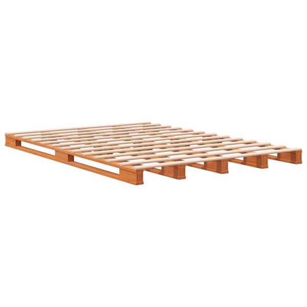 vidaXL Cama de paletes 140x200 cm madeira pinho maci&ccedil;a castanho cera