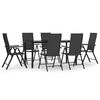 vidaXL 7 pcs conjunto de jantar para jardim vime PE preto