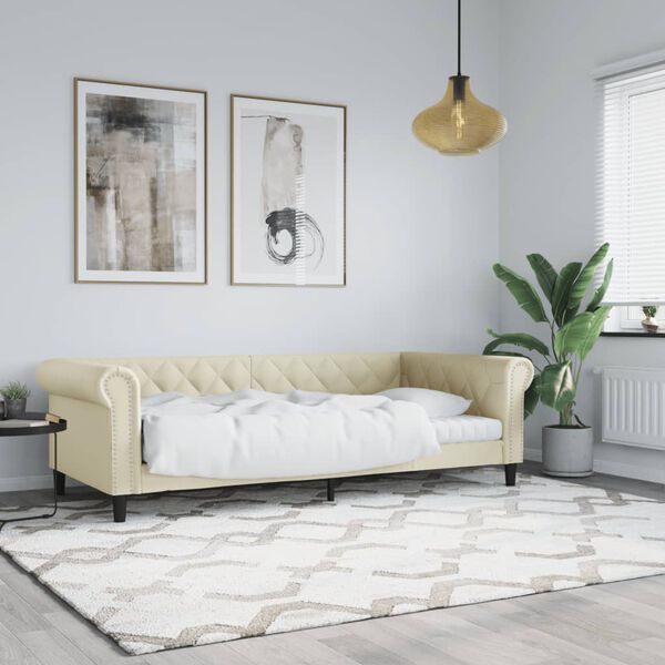 vidaXL Sof&aacute;-cama 80x200 cm couro artificial cor creme