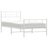 vidaXL Estrutura de cama com cabeceira e p&eacute;s 75x190 cm metal branco