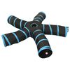 vidaXL T&uacute;nel para gatos 5 vias 25 cm poli&eacute;ster preto e azul