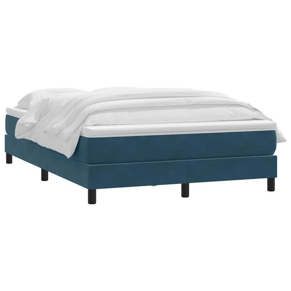 vidaXL Cama box spring com colch&atilde;o 160x210 cm veludo azul escuro