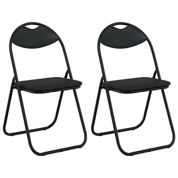 vidaXL Cadeira Dobr&aacute;vel 2 pcs Preto 48 x 43,5 x 81 cm Couro Sint&eacute;tico