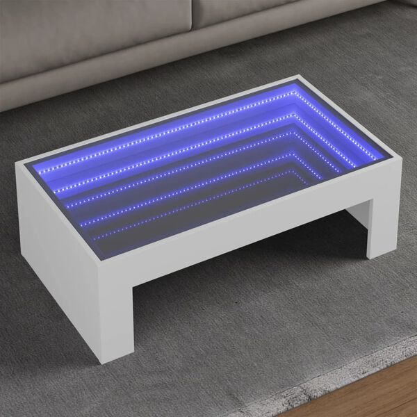 vidaXL Mesa de centro com luzes LED Infinity 90x50x30 cm branco