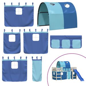 vidaXL Cortinas para cama elevada com t&uacute;nel poli&eacute;ster azul
