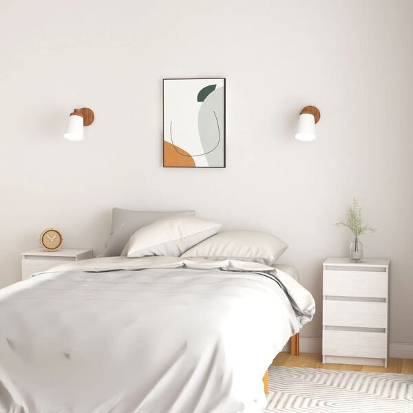 vidaXL Mesas de cabeceira 2 pcs 40x29,5x64 cm pinho maci&ccedil;o branco