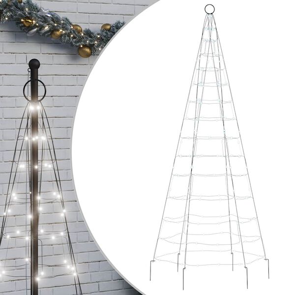 vidaXL LED &Aacute;rvore de Natal no mastro 200 LEDs Branco Frio 180 cm
