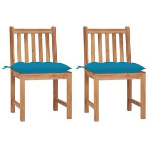 vidaXL Cadeiras de jardim c/ almofad&otilde;es 2 pcs madeira de teca maci&ccedil;a