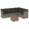 vidaXL 7 pcs conjunto sof&aacute;s p/ jardim c/ almofad&otilde;es vime PE cinzento