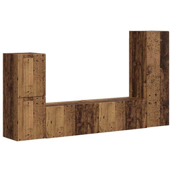 vidaXL Conjunto de m&oacute;vel de TV 4 pcs Madeira antiga Madeira processada