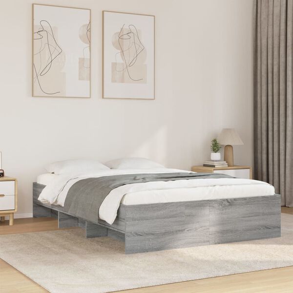 vidaXL Estrutura de cama 140x200 cm derivados de madeira cinza sonoma