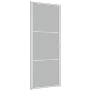vidaXL Porta de interior 83x201,5 cm vidro e alum&iacute;nio branco mate