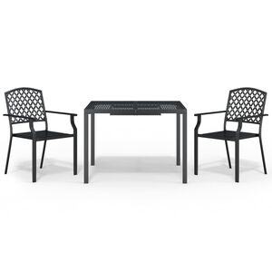 vidaXL 3 pcs conjunto de jantar para jardim a&ccedil;o antracite